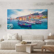 Quadro Decorativo para Sala Quarto Hall Paisagens Barcos Coloridos Horizontal Grande Decoração
