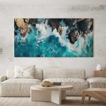 Quadro Decorativo para Sala Quarto Hall Pedras Mar Horizontal Grande Decoração Parede Tela