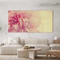 Quadro Decorativo para Sala Quarto Hall Rosa Arte Flores Horizontal Grande Decoração Parede Tela