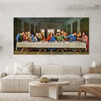 Quadro Decorativo para Sala Quarto Hall Santa Ceia Religioso Jesus Horizontal Grande Decoração Parede Tela Tamanho:130x