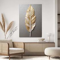 Quadro Decorativo Para Sala Quarto Hall Tela vertical Grande Folha Prata Arte Pintura