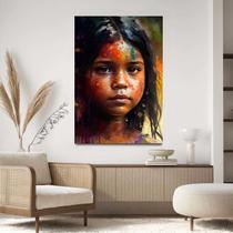 Quadro Decorativo Para Sala Quarto Hall Tela vertical Grande India Menina Amazonas