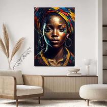Quadro Decorativo Para Sala Quarto Hall Tela vertical Grande Mulher Africana Ilustração