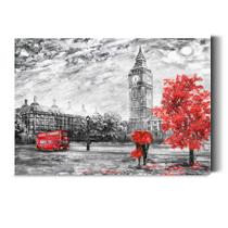 Quadro Decorativo para Sala Quarto Londres Vermelho Preto 130x90