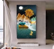quadro decorativo parede 1 peça 60 x 40 Lua cheia natureza moderna