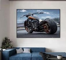 quadro decorativo parede 1 peça 60 x 40 Moto custom moderna