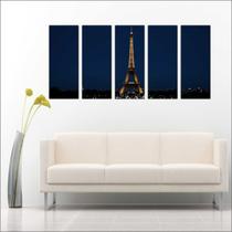 Quadro Decorativo Paris Torre Eiffel Mosaico Salas Com 5 Peças GG2 Quadro Decorativo Paris Torre Eiffel Mosaico Salas Com 5 Peças GG2
