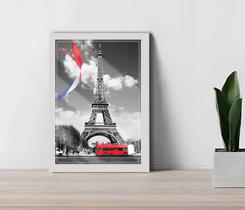 Quadro Decorativo Paris Torre Eiffel Sala + Vidro 33x25 A4