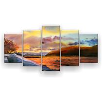 Quadro Decorativo Passagem De Montanha 129X61Cm 5 Peças Quadro Decorativo Passagem De Montanha 129X61Cm 5 Peças