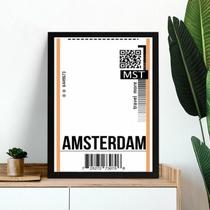 Quadro Decorativo Passagem Para Amsterdam 33X24Cm Quadro Decorativo Passagem Para Amsterdam 33X24Cm