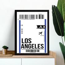 Quadro Decorativo Passagem Para Los Angeles 33x24cm