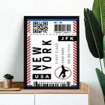 Quadro Decorativo Passagem Para Nova York 45X34Cm Quadro Decorativo Passagem Para Nova York 45X34Cm