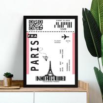 Quadro Decorativo Passagem Para Paris 33x24cm - com vidro