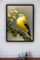 Quadro Decorativo Pássaro Canário Amarelo - 70x50cm