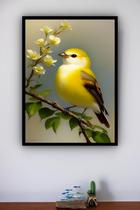 Quadro Decorativo Pássaro Canário Amarelo - 70X50Cm