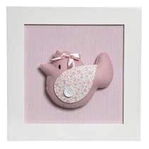 Quadro Decorativo Pássaro Rosa Quarto Bebê Infantil Menina