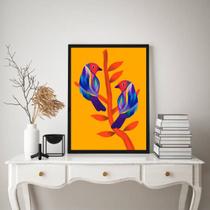 Quadro Decorativo Pássaros AmareloEAzul 45x34cm - com vidro Quadro Decorativo Pássaros AmareloEAzul 45x34cm - com vidro