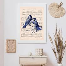 Quadro Decorativo Pássaros Partitura - 60x48cm Quadro Decorativo Pássaros Partitura - 60x48cm