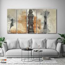 Quadro Decorativo Peças de Xadrez 140x65 Quadro Decorativo Peças de Xadrez 140x65