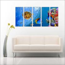 Quadro Decorativo Peixes Aquários Decorações Salas 5 Peças GG1 Quadro Decorativo Peixes Aquários Decorações Salas 5 Peças GG1