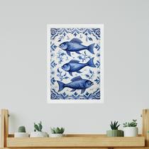 Quadro Decorativo Peixes Portugueses 45X34Cm - Com Vidro Quadro Decorativo Peixes Portugueses 45X34Cm - Com Vidro