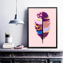 Quadro Decorativo Pena Abstrata - Estampas 24x18cm - com vidro