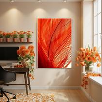 Quadro Decorativo Pena Coral 70x50cm Mold Preta