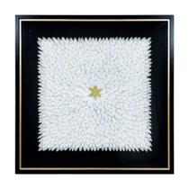 Quadro Decorativo Penas Branca Format Quadrado Moldura Preta