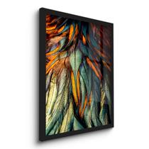 Quadro Decorativo Penas Coloridas Aves 45x33 C/Vidro