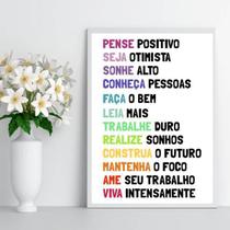 Quadro Decorativo Pense Positivo - Colorido 45X34Cm