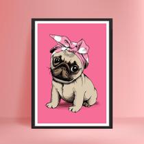 Quadro Decorativo Pet Filhote de Raça Pug Fêmea com Moldura E Acetato Tamanho A3 Quadro Decorativo Pet Filhote de Raça Pug Fêmea com Moldura E Acetato Tamanho A3