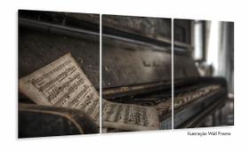 Quadro Decorativo Piano Antigo Mosaico Em Tecido 3 Peças