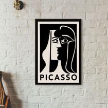 Quadro Decorativo Picasso - Preto No Branco 33x24cm - com vidro