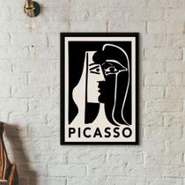 Quadro Decorativo Picasso - Preto No Branco 33X24Cm - Vidro Quadro Decorativo Picasso - Preto No Branco 33X24Cm - Vidro