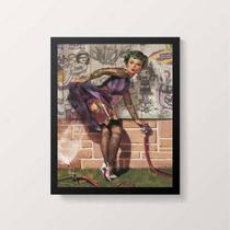 Quadro Decorativo Pin Up Tatuada 24x18cm - com vidro