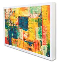 Quadro Decorativo Pincelada Amarela em Moldura Caixa Quadro Decorativo Pincelada Amarela em Moldura Caixa
