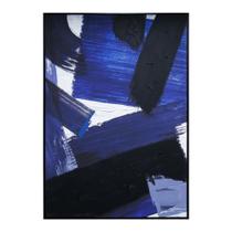 Quadro Decorativo Pincelado Azul e Preto Design Abstrato Quadro Decorativo Pincelado Azul e Preto Design Abstrato