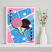 Quadro Decorativo Ping Pong - Azul e Rosa 33x24cm