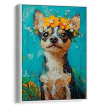 Quadro decorativo Pinscher Florido em Campo Azul - Art Canvas