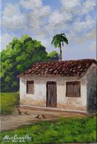 Quadro decorativo pintado à mão Casinha de roça