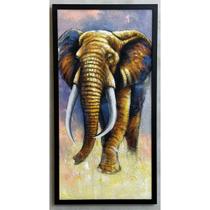 Quadro Decorativo Pintura a Óleo Elefante - 50cm X 125cm - QEM02 - MARMERBUTIK