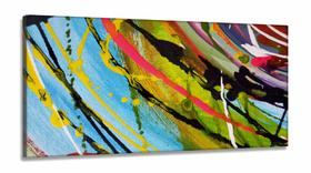 Quadro Decorativo Pintura Abstrata em Tecido Canvas 130x60 cm
