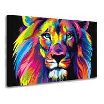 Quadro Decorativo Pintura Abstrata Leão Colorido Moderna Sala Quarto Escritório Tela Canvas 50x80cm Borda Infinita Quadro Decorativo Pintura Abstrata Leão Colorido Moderna Sala Quarto Escritório Tela Canvas 50x80cm Borda Infinita
