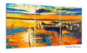 Quadro Decorativo Pintura Barco Na Costa 120x60 Sala Quarto Quadro Decorativo Pintura Barco Na Costa 120x60 Sala Quarto