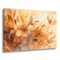 Quadro Decorativo Pintura Flores Tom Cores Laranja Amarelo Sala Quarto cozinha Tela Grande Canva 55x90cm - Ecodecor