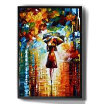 Quadro Decorativo Pintura Mulher Com Guarda Chuva