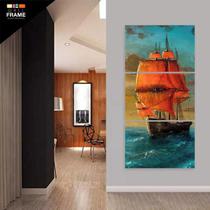 Quadro Decorativo Pintura Navio Vertical 120x60 3 peças Quadro Decorativo Pintura Navio Vertical 120x60 3 peças