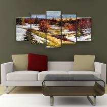 Quadro Decorativo Pintura Paisagem De Primavera 129X61 5 pç