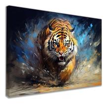 Quadro Decorativo Pintura Tigre Abstrato Sala Luxo Tecido Canvas Quadro Decorativo Pintura Tigre Abstrato Sala Luxo Tecido Canvas