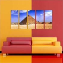 Quadro Decorativo Pirâmide Egito Mosaico 5 Peças GG1 - Vital Quadros Do Brasil